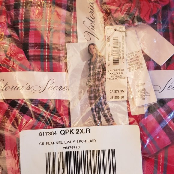 VICTORIA'S SECRET Flannel Long Pajama Set/ Size XXL Regular /Retail $59.00 Size - Picture 2 of 10